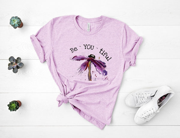 T shirt by JETT IMPRESSIONS "Be You tiful"  Floral Inspiring Tshirts for Women