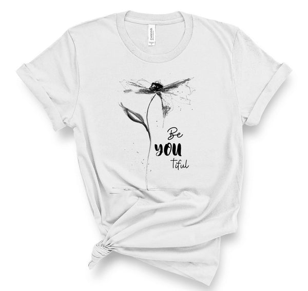 T shirt by JETT IMPRESSIONS "Be You tiful"  Floral Inspiring T shirts for Women