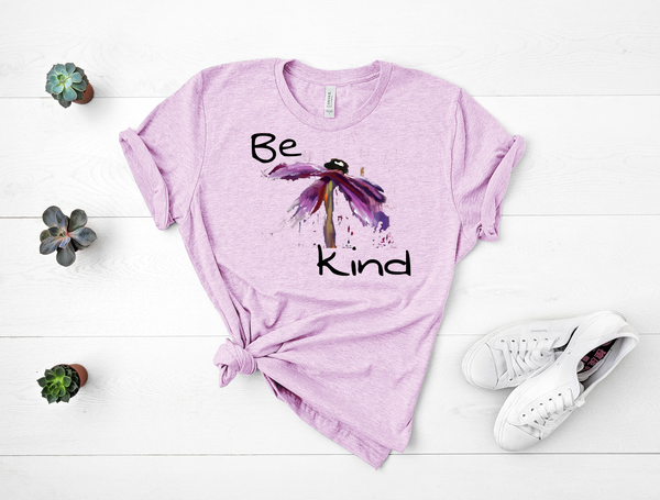 T shirt by JETT IMPRESSIONS "Be Kind" Womens Short Sleeve Inspiring T-Shirt Artwork by Kathy Morawiec