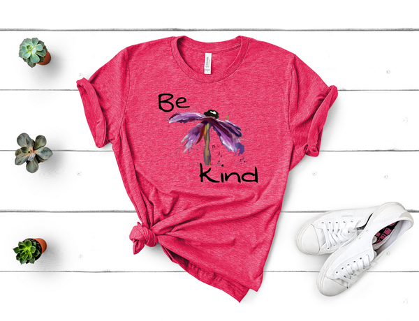 T shirt by JETT IMPRESSIONS "Be Kind" Womens Short Sleeve Inspiring T-Shirt Artwork by Kathy Morawiec