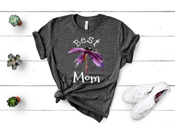 T shirt by JETT IMPRESSIONS "Best Mom" Floral Womens T shirt