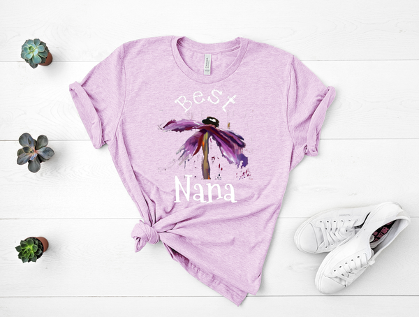 T shirt by JETT IMPRESSIONS "Best Nana" Floral Womens T shirt