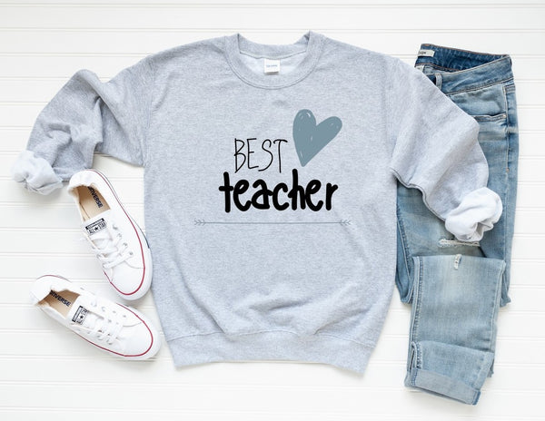 Sweatshirt by JETT IMPRESSIONS "Best Teacher" Heart Sweatshirt for Women or Men