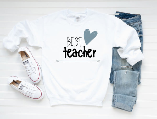 Sweatshirt by JETT IMPRESSIONS "Best Teacher" Heart Sweatshirt for Women or Men