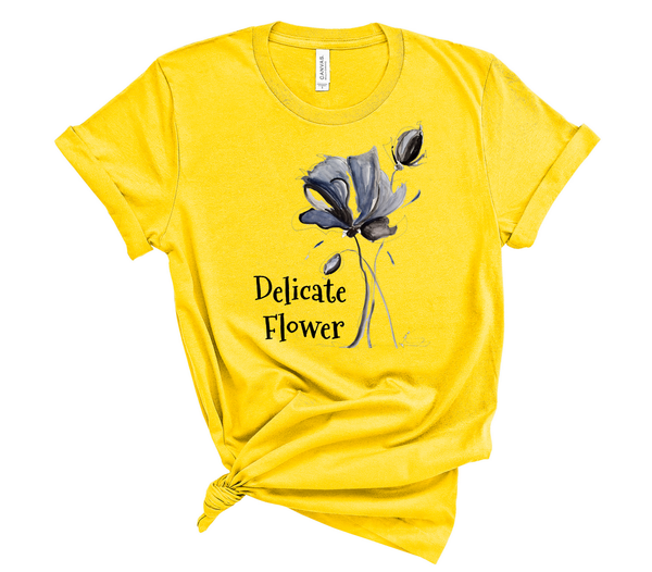 T shirt by JETT IMPRESSIONS "Delicate Flower" Womens Short Sleeve Inspiring T-Shirt Artwork by Kathy Morawiec