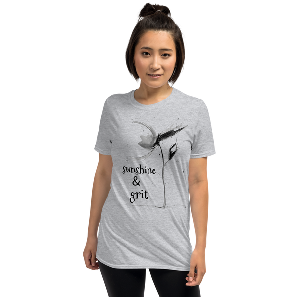 T shirt "Sunshine & Grit" Womens Short Sleeve Inspiring T-Shirt Artwork by Kathy Morawiec