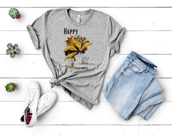 T shirt by JETT IMPRESSIONS "Happy Fall Ya'll" Fall T shirts for Women