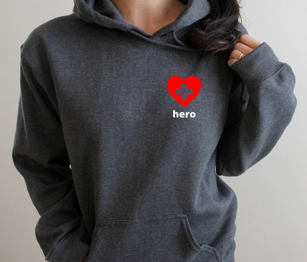Hoodie by JETT IMPRESSIONS "Hero" Sweatshirt Hoodie for Nurse or Medic