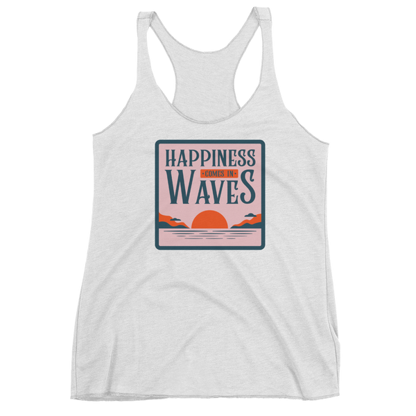 Women's Racerback Tank by JETT IMPRESSIONS "Happiness Comes in Waves" Tank Top