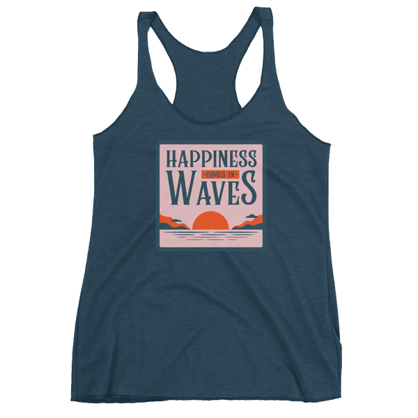 Women's Racerback Tank by JETT IMPRESSIONS "Happiness Comes in Waves" Tank Top