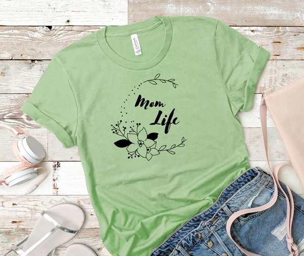 T shirt by JETT IMPRESSIONS "Mom Life" Floral Womens T shirt