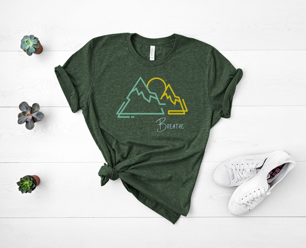 T shirt by JETT IMPRESSIONS "Breathe" Mountain graphic Short Sleeve Unisex T shirt