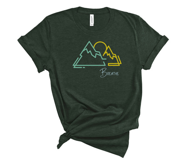 T shirt by JETT IMPRESSIONS "Breathe" Mountain graphic Short Sleeve Unisex T shirt