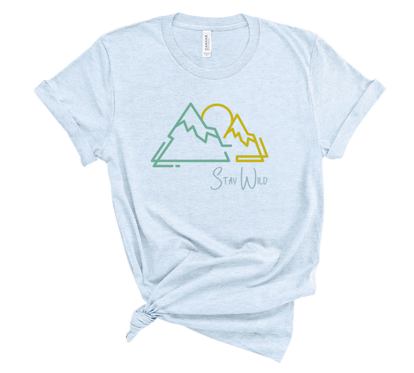 T shirt by JETT IMPRESSIONS "Stay Wild" Mountain graphic Short Sleeve Unisex T shirt