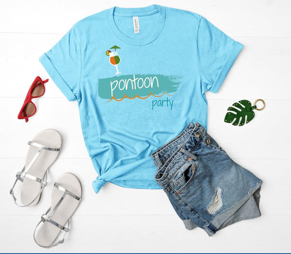 T shirt by JETT IMPRESSIONS "Pontoon Party" Lake Boat T shirts for Women