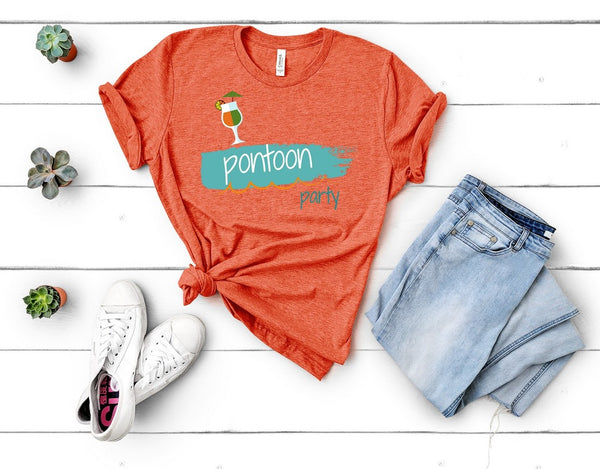 T shirt by JETT IMPRESSIONS "Pontoon Party" Lake Boat T shirts for Women