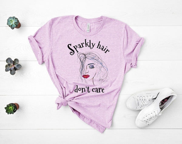 T shirt by JETT IMPRESSIONS "Sparkly Hair Don't Care" Grey Hair T shirts for Women