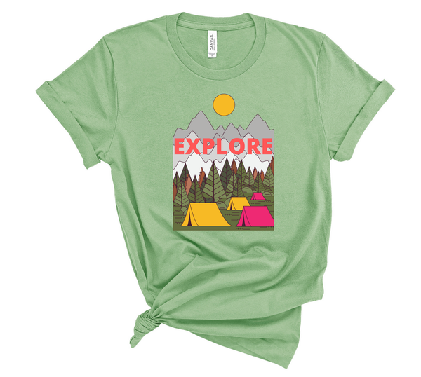T shirt by JETT IMPRESSIONS "Explore" Camping Short Sleeve Womens Tshirt