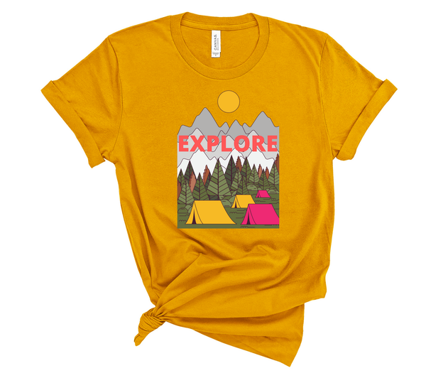 T shirt by JETT IMPRESSIONS "Explore" Camping Short Sleeve Womens Tshirt
