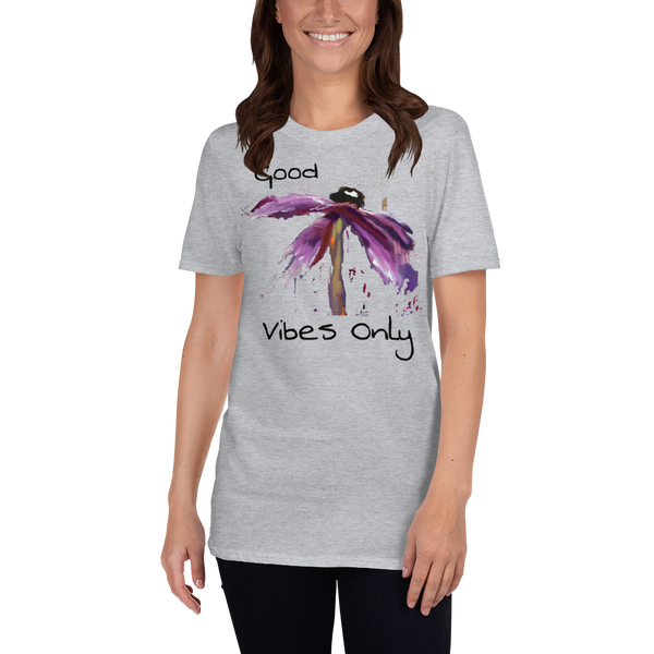 T shirt "Good Vibes Only" Womens Short Sleeve Inspiring T-Shirt Artwork by Kathy Morawiec