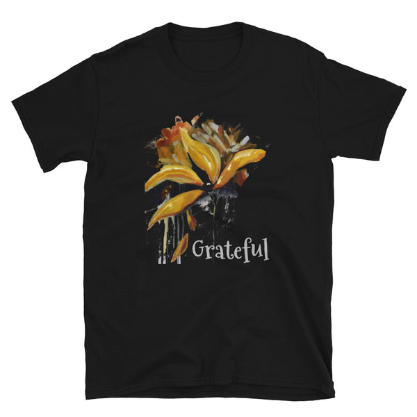T shirt by JETT IMPRESSIONS "Grateful" Womens Short Sleeve Inspiring T-Shirt Artwork by Kathy Morawiec