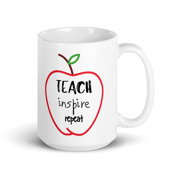 Mug by JETT IMPRESSIONS "Teach Inspire Repeat" Coffee Mug for Teacher Gift